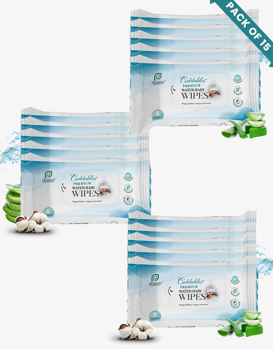 travel wet wipes pack of 15